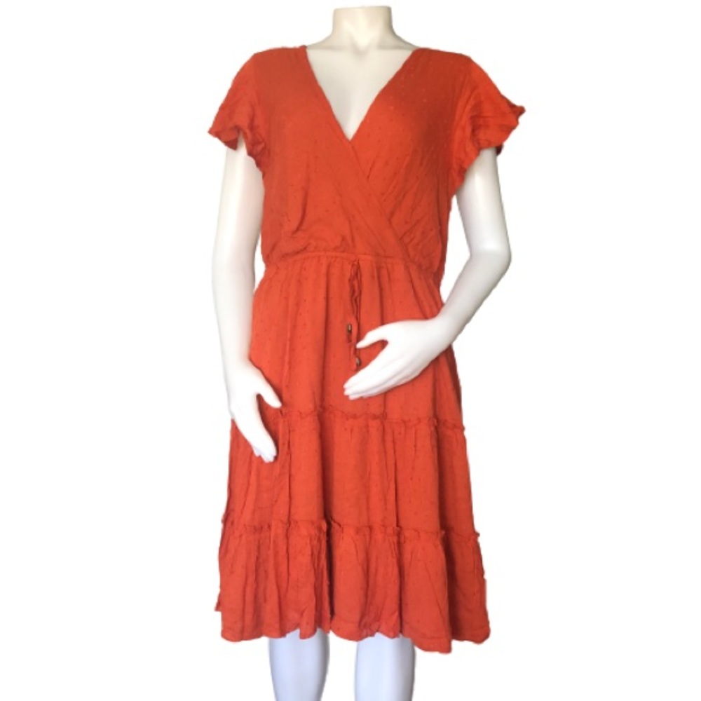 NWT Orange Ruffle Short Sleeve Dress